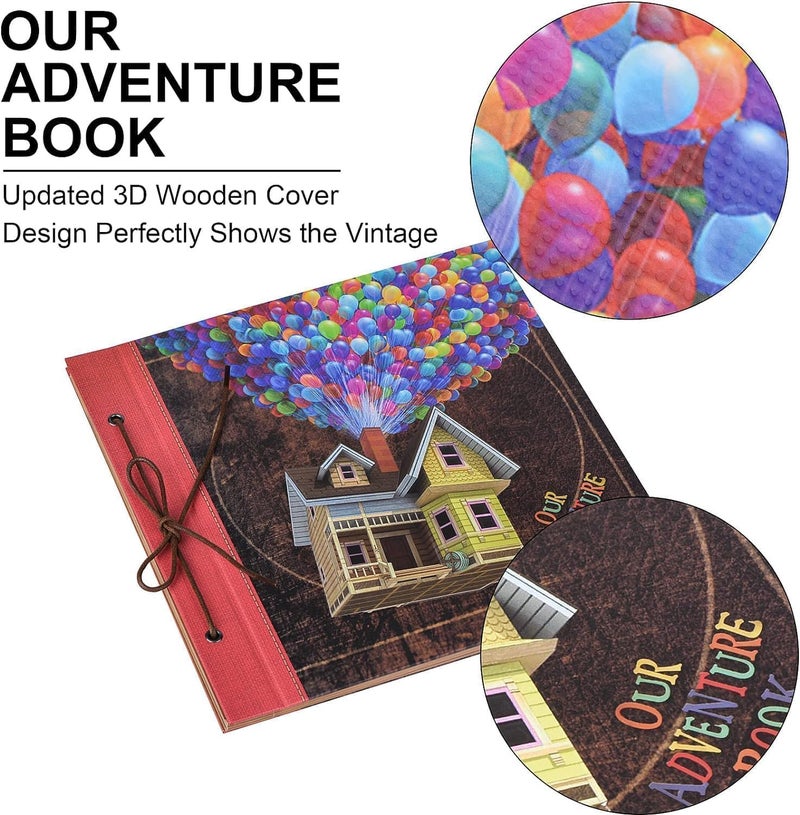Let the Adventure Begin Adventure Book 12x12 Inch - Handmade Scrapbook Album for Travel, Wedding, Writing - 60 Pages DIY Memory Album - Perfect for Anniversary, Friends, Family, and Couple Gifts (12in-Up House Design) - Image 2